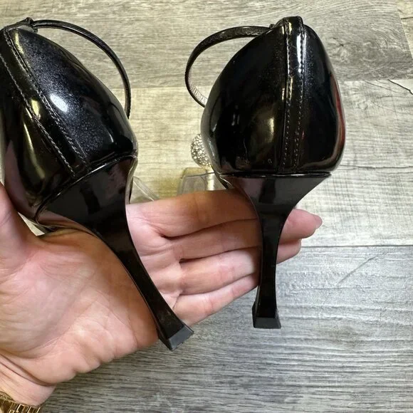 Jimmy Choo x Mugler Crystal Ball Ankle Strap Heels – Clear PVC / Rhinestone - Picture 3 of 9